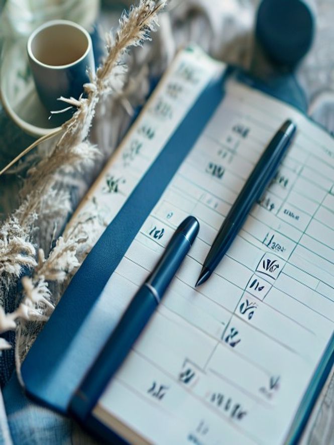 Progress tracking journal with notes and accomplishment marks
